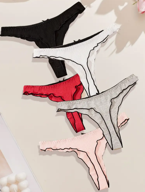 5 Pcs Pack Cotton Thong Panties