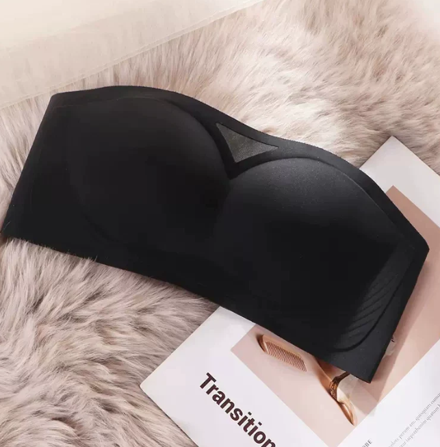 Black strapless lightly padded push up bandeau tube bra for women by The Seventh Muse