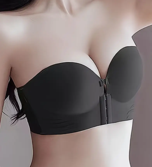 Front Closure Push-Up Bra – Wireless, Backless & Seam-Free Fit Black