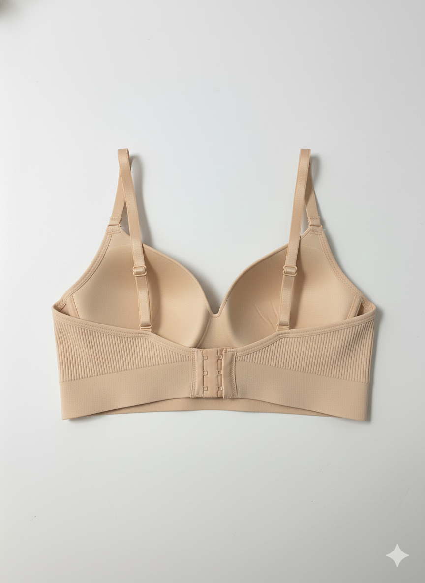 Beige bra on a light gray background