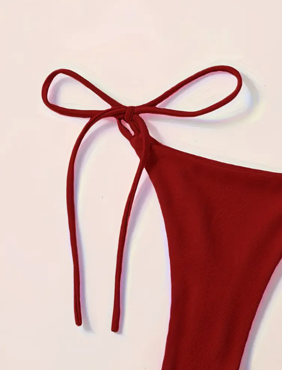 Sunset Silhouettes Solid Color Halter Neck One-Piece Swimsuit
