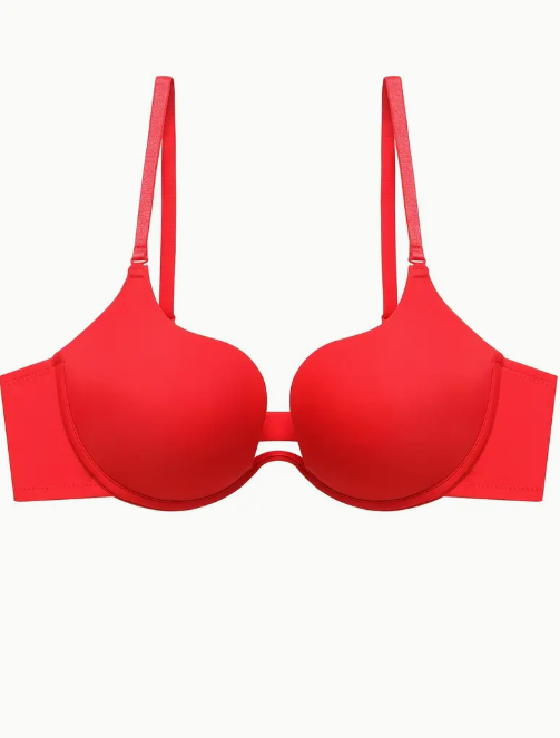 Radiant Rouge U-Plunge Bra – Elegant Underwire Support with Backless Cross-Strap Design