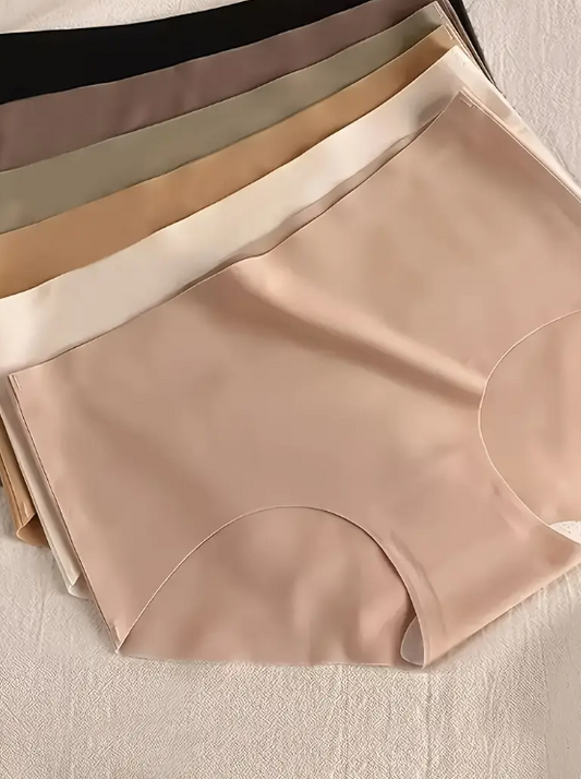 6 Pcs Pack Seamless Mid-Rise Panties – Lightweight No-Show Briefs for Women