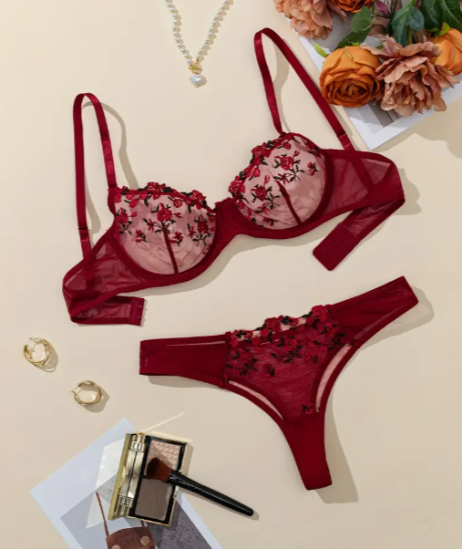 The Blush Spell Lace Lingerie Set – Red