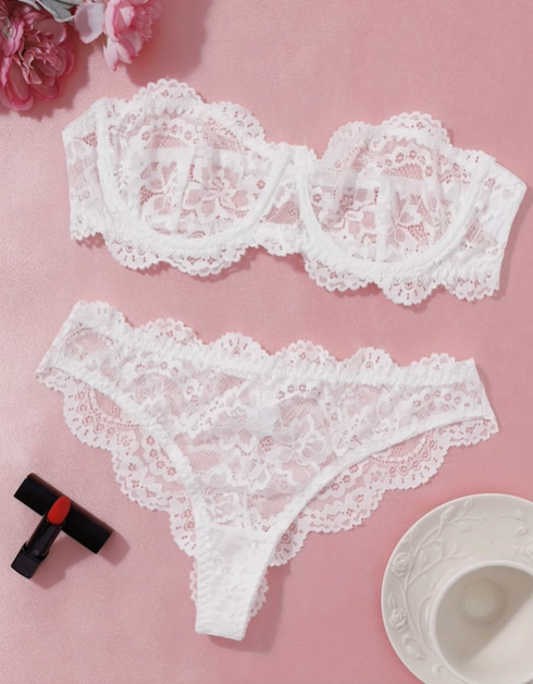Calliope’s Whim – White Lace Tube Lingerie Set