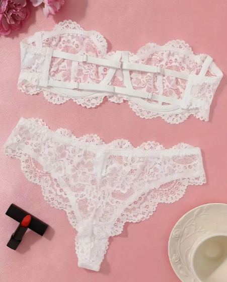Calliope’s Whim – White Lace Tube Lingerie Set