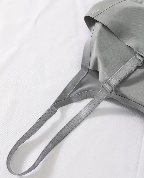 Gray tank top/camisole strap on a white background