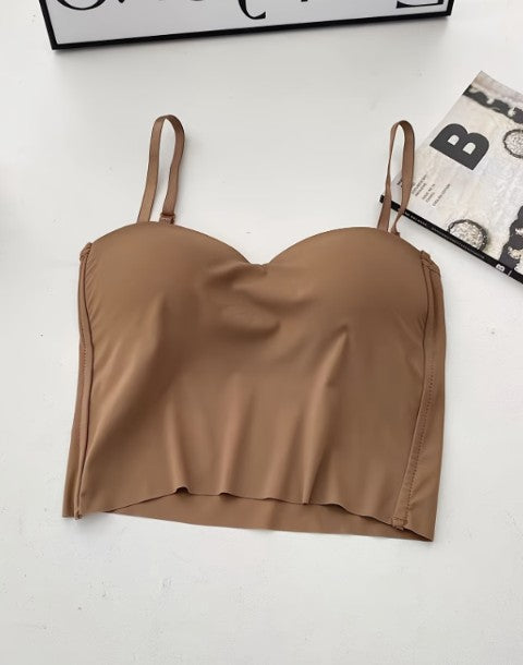 Seamless Built-In Bra Crop Top – Mocha