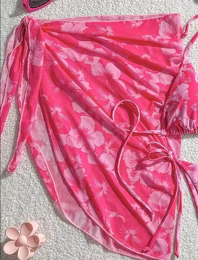 Pink Tropicana Bikini & Sarong Set