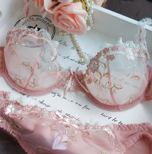 Muse in Bloom – Pink Mesh Lace Lingerie Set