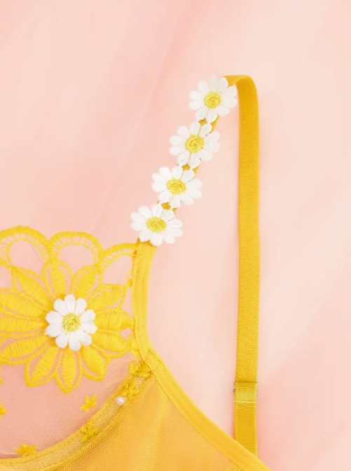 Sunshine Daisy Embroidered Lingerie Set | Sexy Floral Intimates