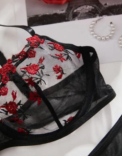 The Blush Spell Lingerie Set – Black Red