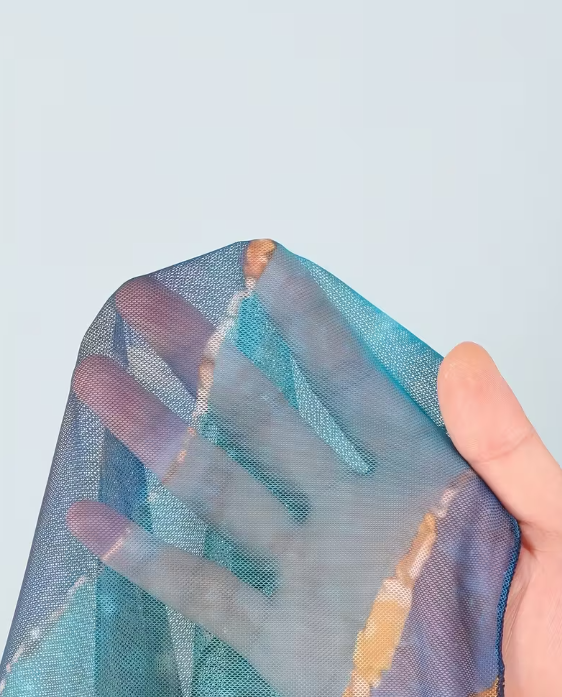 Hot Marble Pattern Three-Piece Bikini Set with Mesh Cover-Up