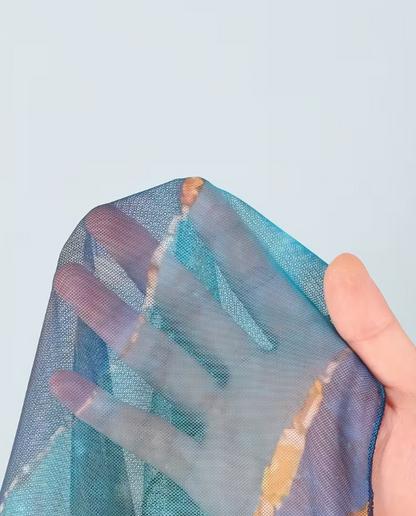 Hot Marble Pattern Three-Piece Bikini Set with Mesh Cover-Up