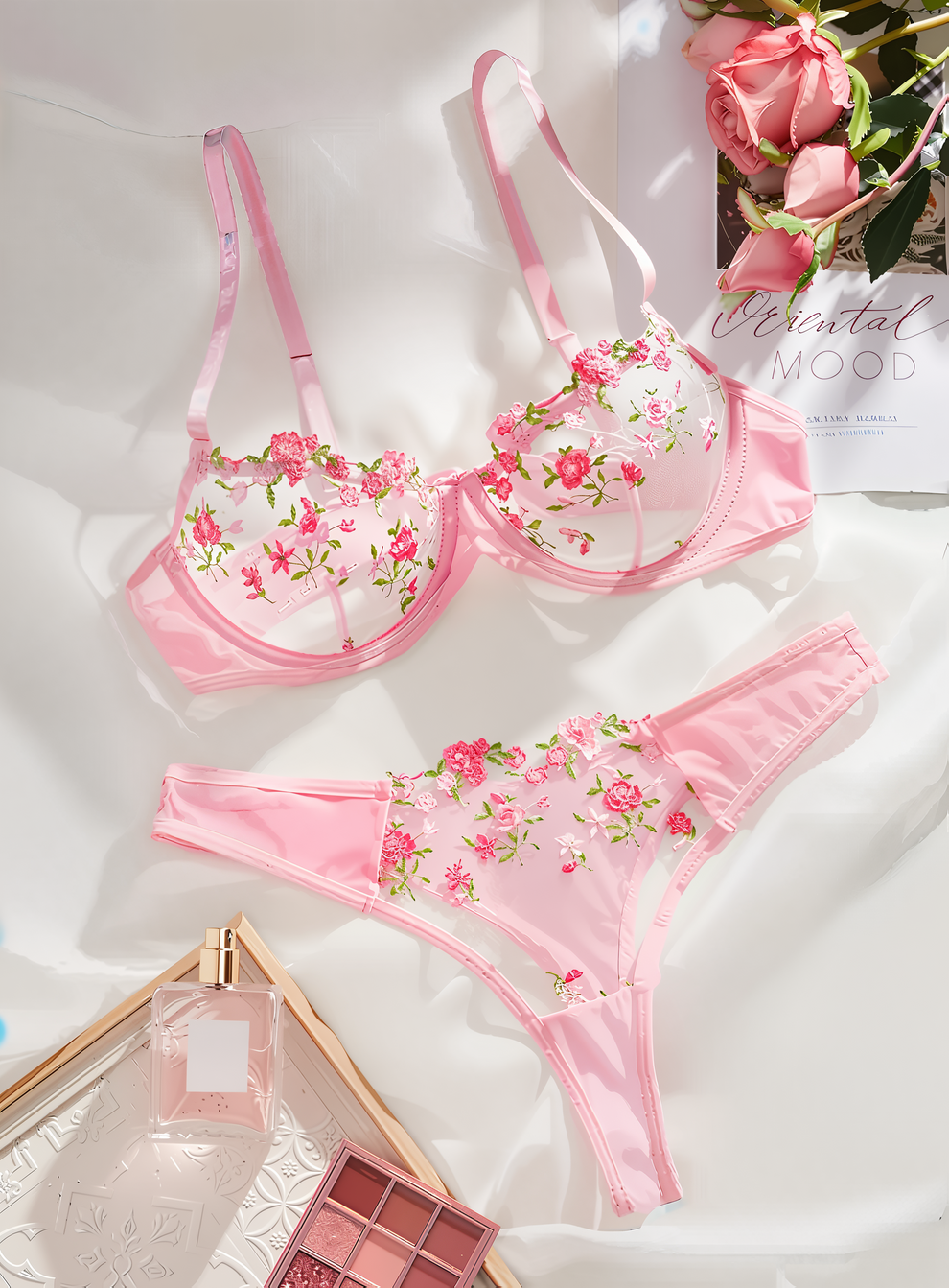 The Blush Spell Lace Lingerie Set – Light Pink — Bras and Panty Sets by Nyroka