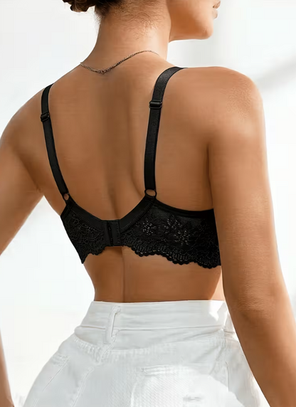 Amora Cotton Ribbed Lace Push-Up Bra