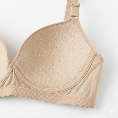 Beige bra on a light gray background