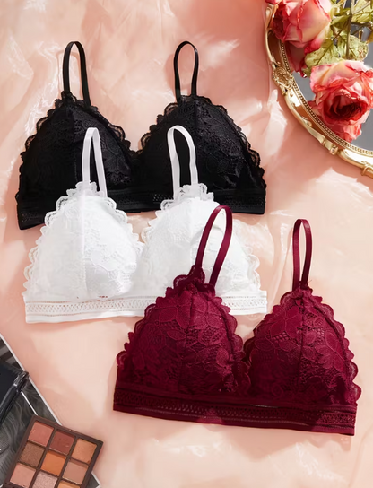 Élan Lace Triangle Bra – Wireless Floral Lace Everyday Bra