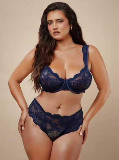 Sapphire Lace Plus Size Lingerie Set