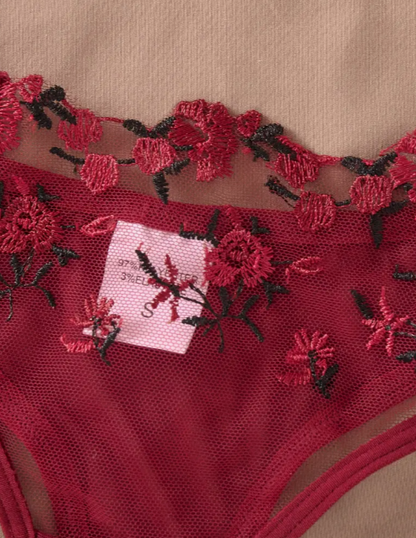 Red embroidered lingerie 