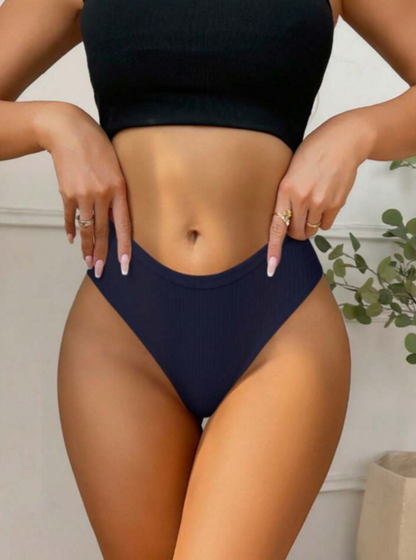 5-Pack Solid Ribbed Low Waist Briefs for Women – Soft, Comfortable Cotton Blend Underwear