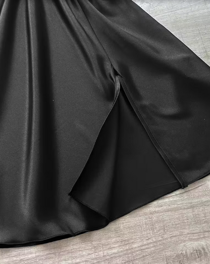 Silk Glow Lace Nightdress – Soft Satin Slip with Lace Detail