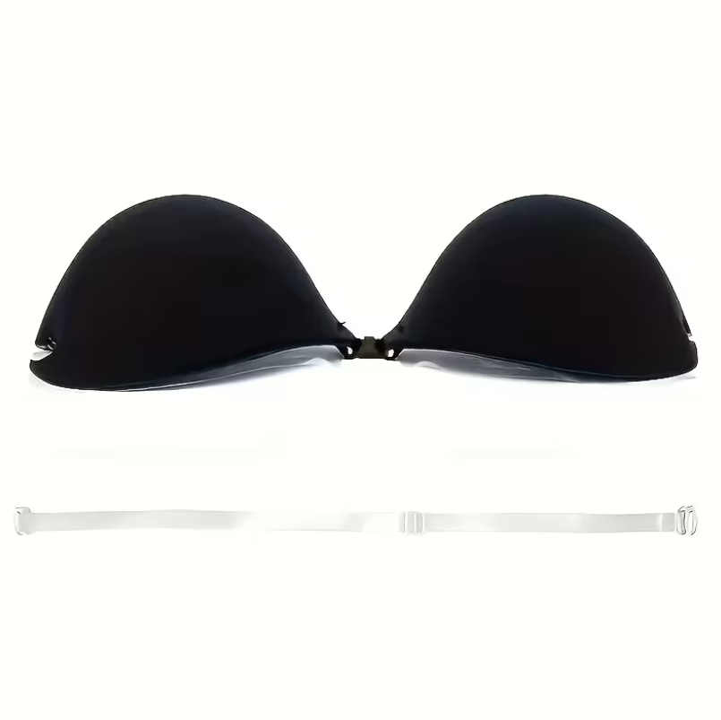 Invisible Strapless Push-Up Bra – Black Bust Shaping Bra