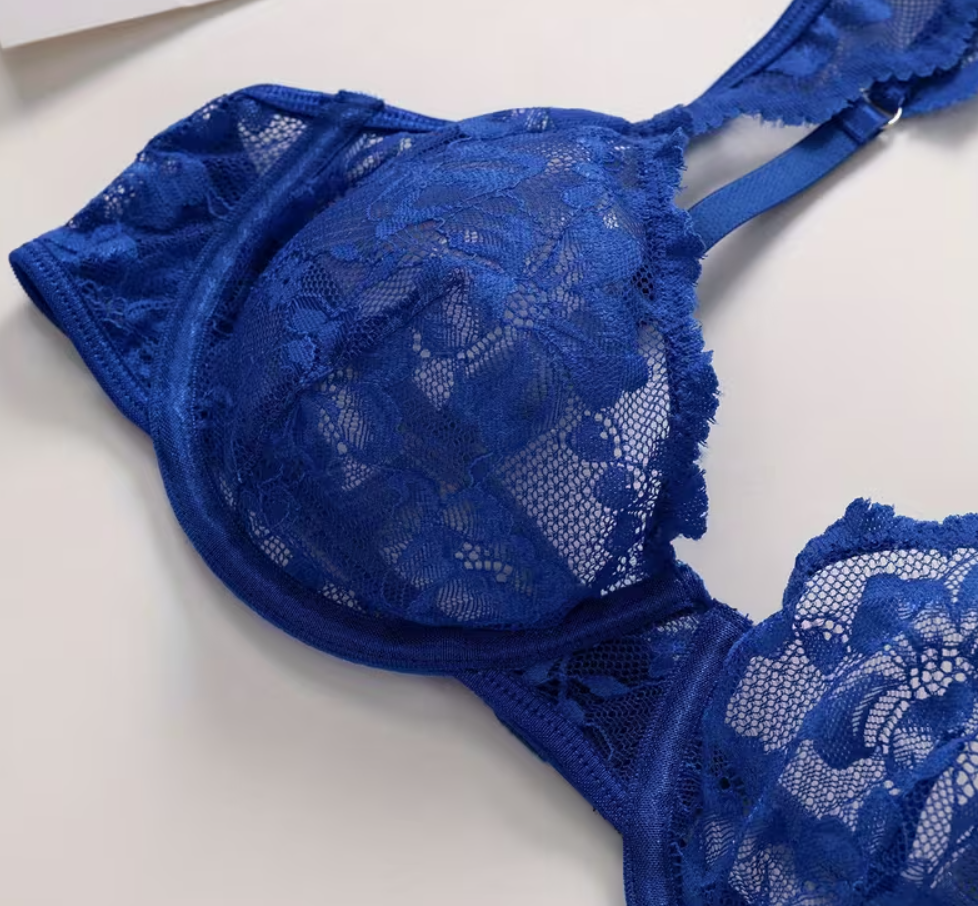 Cobalt Fleur Lace Lingerie Set