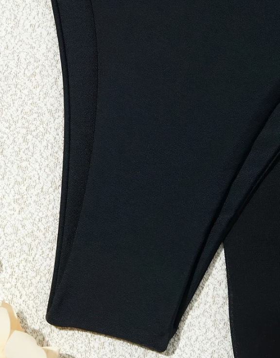 Black 3-Piece Bikini Set | Halter Tie Triangle Top, Backless Bikini with Cover-Up