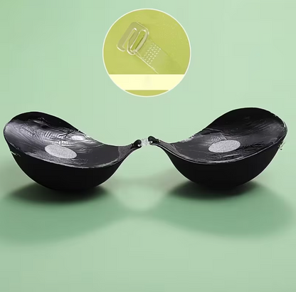 Invisible Strapless Push-Up Bra – Black Bust Shaping Bra