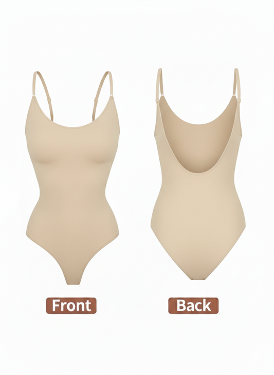 Backless Bodysuit for Women – Light Support, Seamless Fit, Solid Color