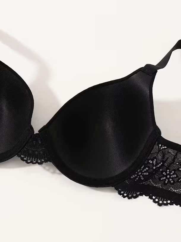 Amora Cotton Ribbed Lace Push-Up Bra