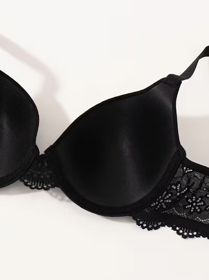 Amora Cotton Ribbed Lace Push-Up Bra
