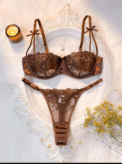 Cocoa Belle Embroidered Lingerie Set