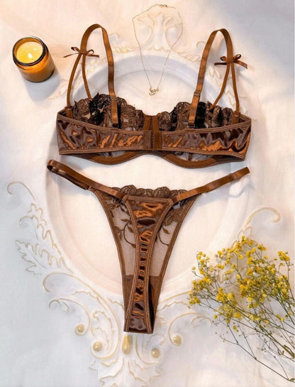 Cocoa Belle Embroidered Lingerie Set