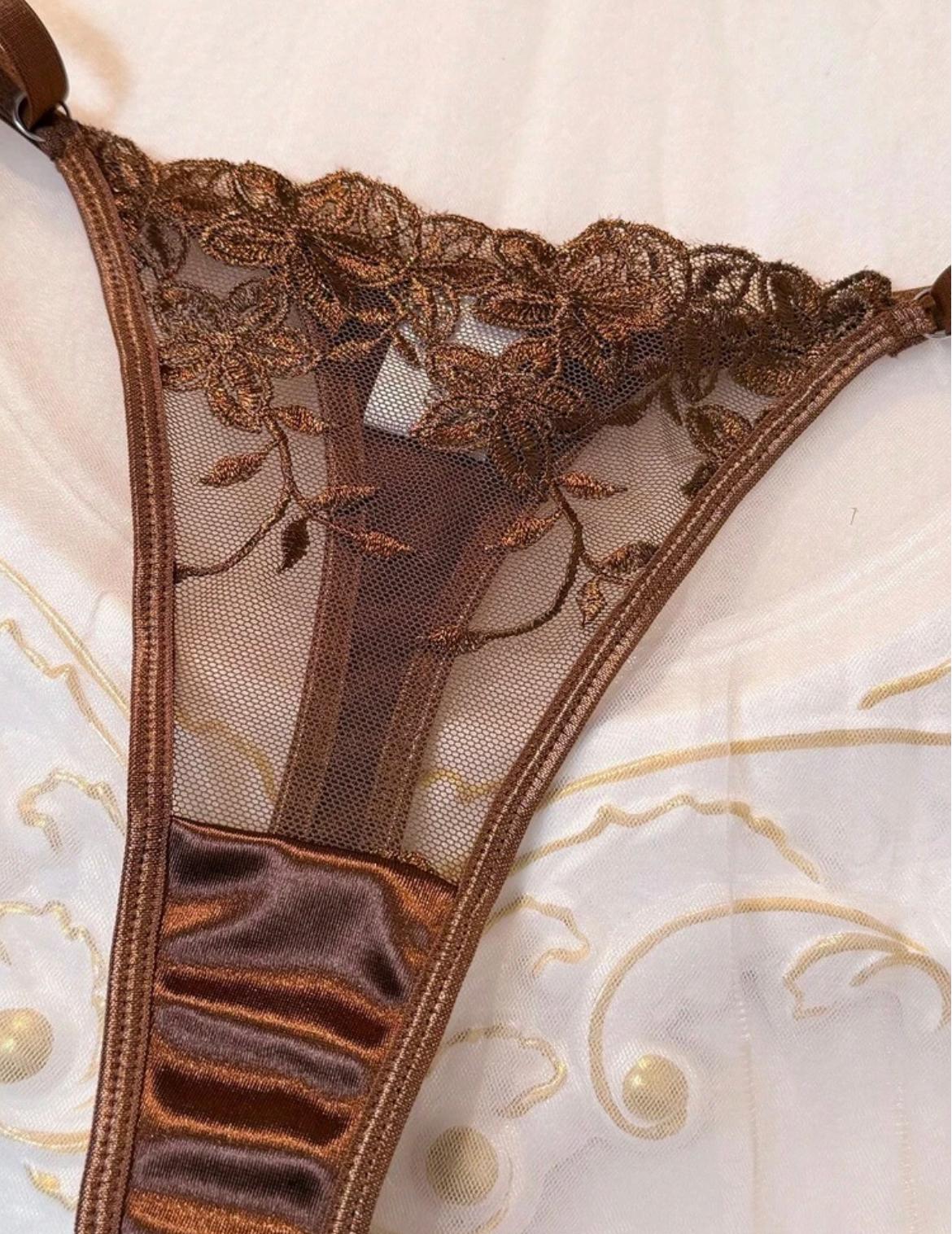 Cocoa Belle Embroidered Lingerie Set