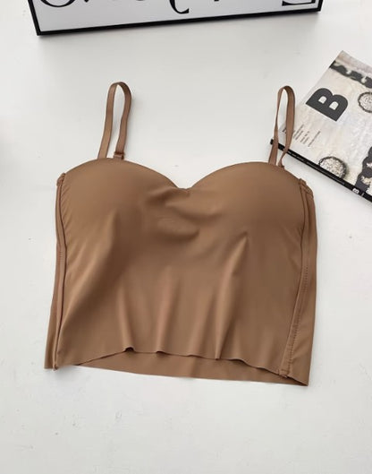 Seamless Built-In Bra Crop Top – Mocha
