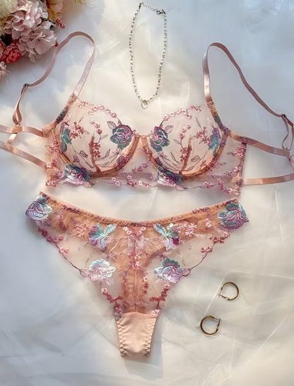 Blush Botanica Embroidered Lingerie Set