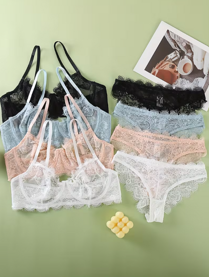 Selene Eyelash Lace Bralette & Brief Set