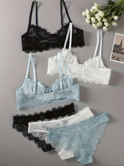 Selene Eyelash Lace Bralette & Brief Set