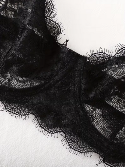 Selene Eyelash Lace Bralette & Brief Set