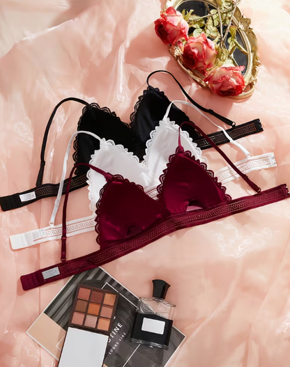 Élan Lace Triangle Bra – Wireless Floral Lace Everyday Bra