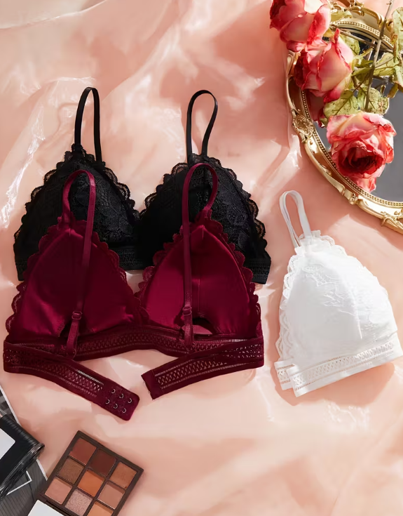 Élan Lace Triangle Bra – Wireless Floral Lace Everyday Bra