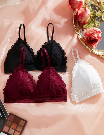 Élan Lace Triangle Bra – Wireless Floral Lace Everyday Bra