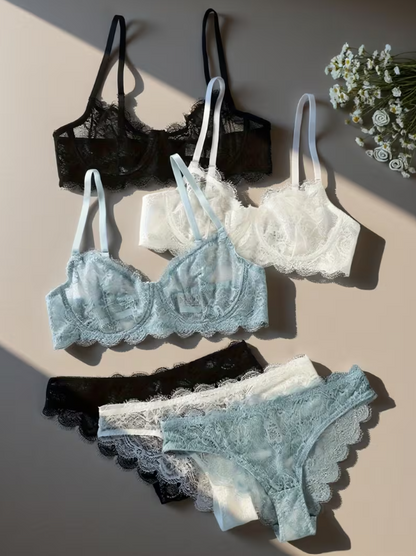 Selene Eyelash Lace Bralette & Brief Set