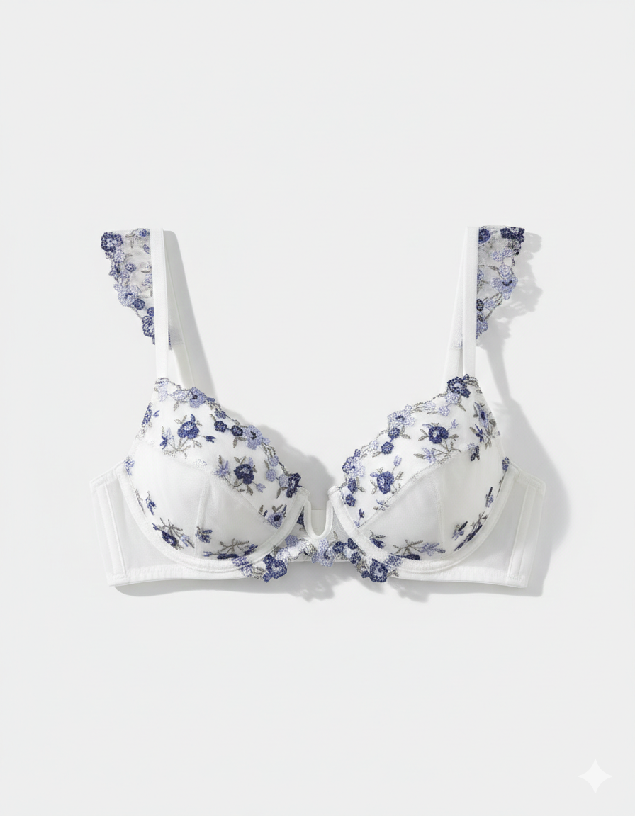 Melodia Embroidered White Underwire Bra