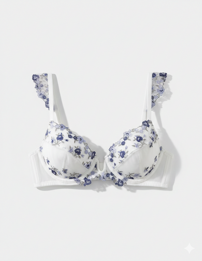 Melodia Embroidered White Underwire Bra