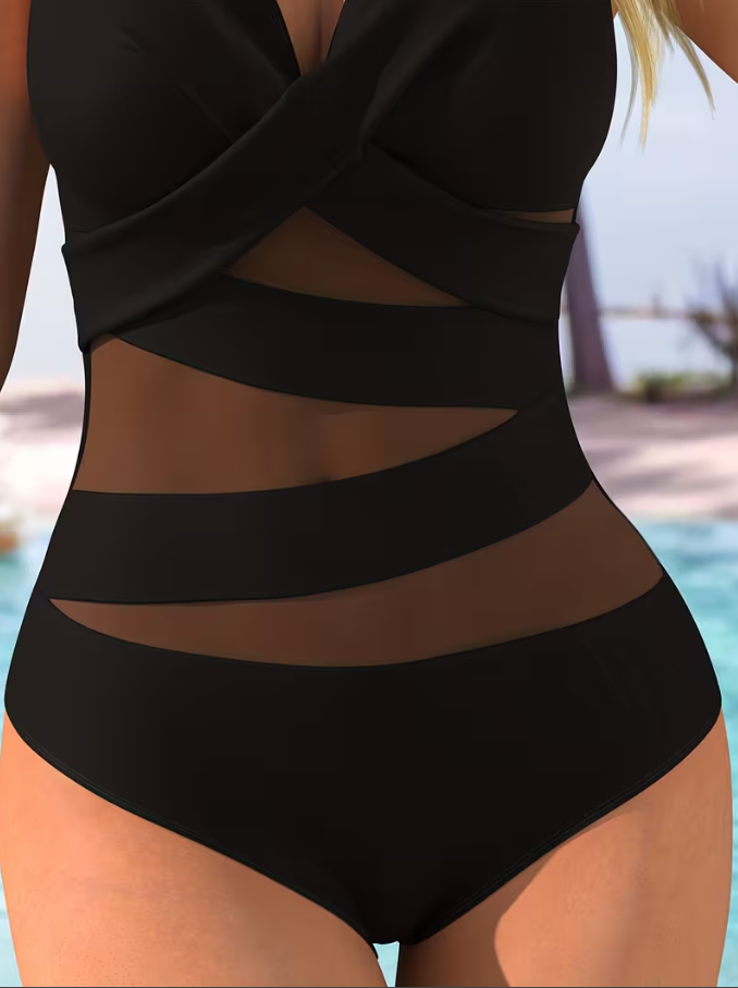 Noir Mesh Sculpt One-Piece Swimsuit
