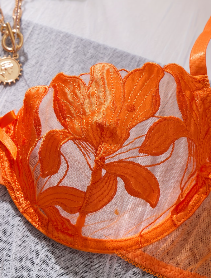 Aurora Flame Embroidered Lingerie Set