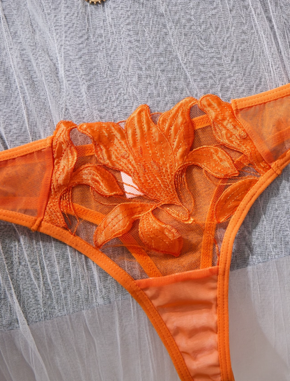 Aurora Flame Embroidered Lingerie Set